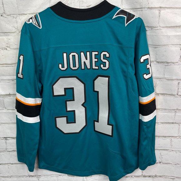 San Jose Sharks Martin Jones Hockey Jersey Fanatics Teal Men’s Size XS No Tags - Picture 2 of 5